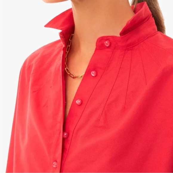 Tuckernuck Pomander Place Cotton Popover Polly Dress in Poppy Red - Medium - Picture 4 of 15